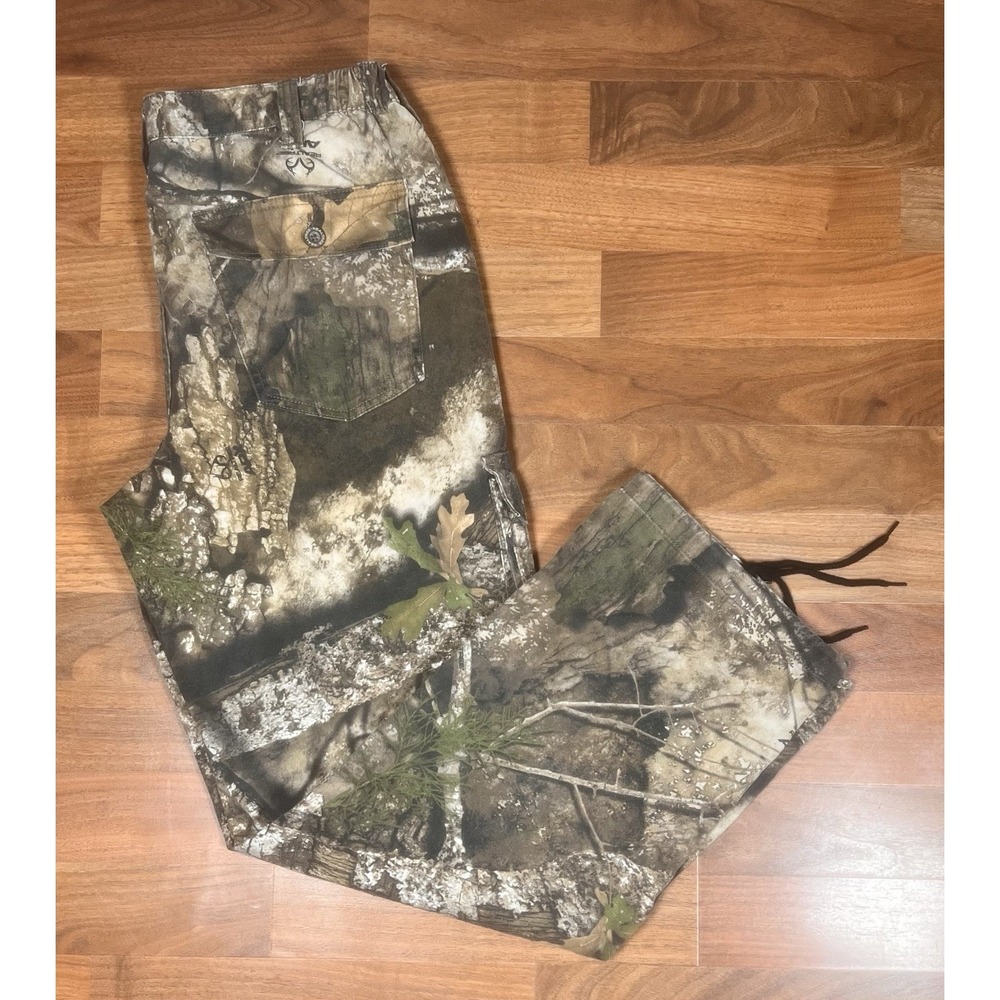 Realtree APX Men's Camouflage Pants M (32-34) Cargo Pockets Drawstring Hem